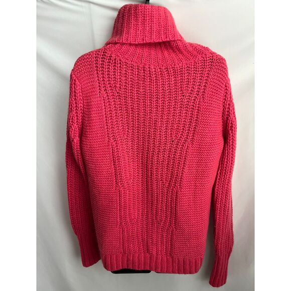 Banana Republic Merino Wool Alpaca Blend Magenta Pink Knit Turtleneck Sweater M - Picture 5 of 10